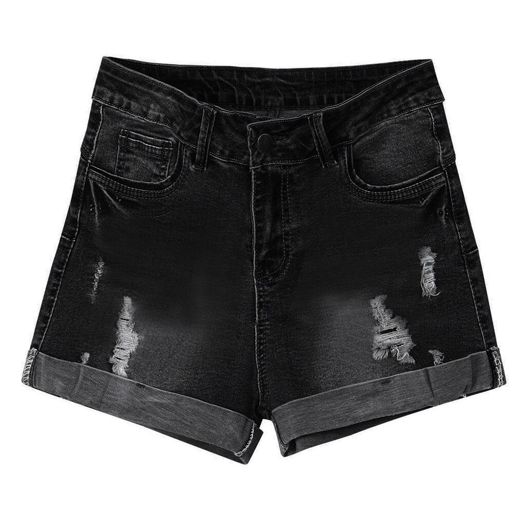 New Summer ladies hole denim shorts women's low waist washed holes short paragraph mini jeans jeans shorts spodenki damskie 40*