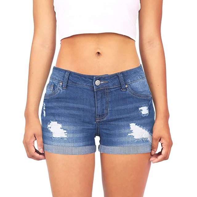 women’s shorts Women Low Waisted Washed Ripped Hole Short Mini Jeans Denim summer Shorts feminino