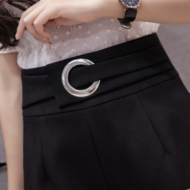 Chiffon Korean Skirt Half-length Skirt Women  2019 High Waist Summer Irregular Shorts Women Chic Black Shorts Women