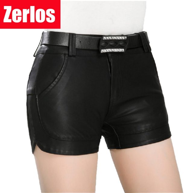Free Shipping 2019 new arrival Women’s spring Fashion PU Leather Shorts Lady’s Mid-Waist Short sexy