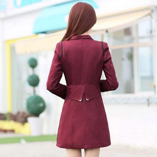 Spring Trench Coat For Women 2019 Fashion Turn-down Collar Double Breasted Candy Color Long Autumn Coats Plus Size M-XXXL