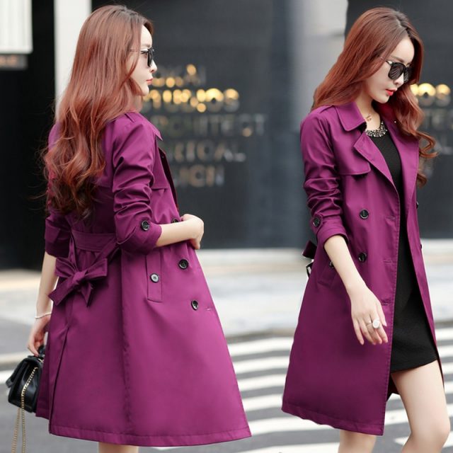Trench Coat for Women 2019 Streetwear Turn-down Collar Slim Fit Double Breasted Autumn Ladies Long Coat Plus Size 3XL 4XL