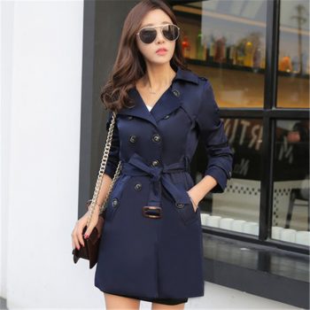 Autumn New Double Breasted Trench Coat Female High Quality Business Outerwear Woman Classic With Belt Long Trench Coat