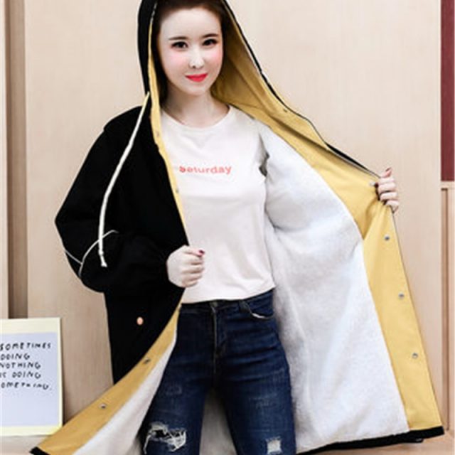 Korean Women Trench Coat Fashion casual Hooded Windbreaker Print Single Breasted Lightweight Raincoat Outerwear Female Plus size