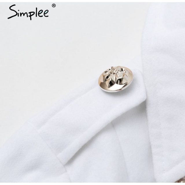 Simplee Vintage double breasted white trench coat for women Sashes slim long trench female Winter office solid trench dress