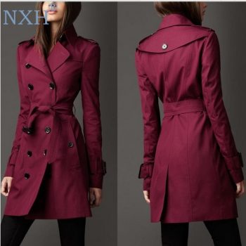 NXH 2018 Autumn New Brand Women Trench Coat Long Windbreaker Europe America Fashion Trend Double-Breasted Slim Long Trench