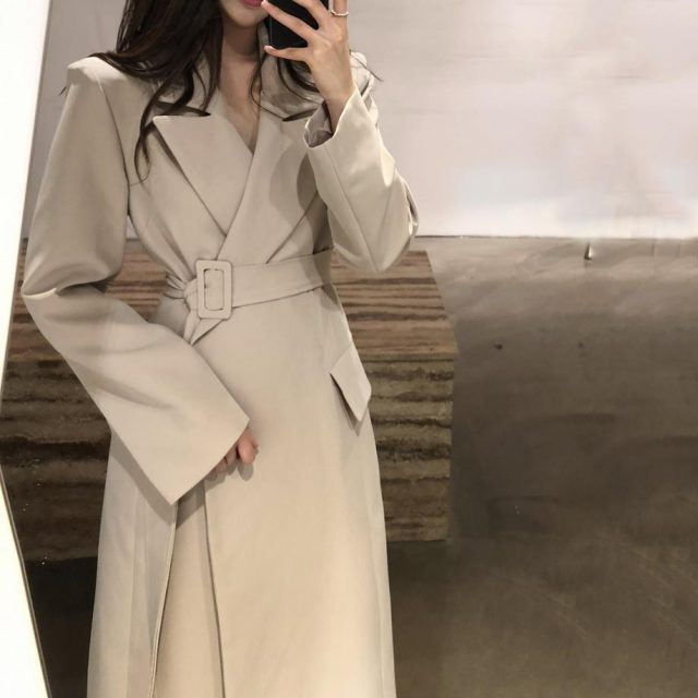 New spring autumn fashion Casual women’s Trench Coat long Outerwear loose clothes for lady with belt