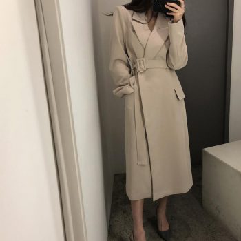 New spring autumn fashion Casual women's Trench Coat long Outerwear loose clothes for lady with belt