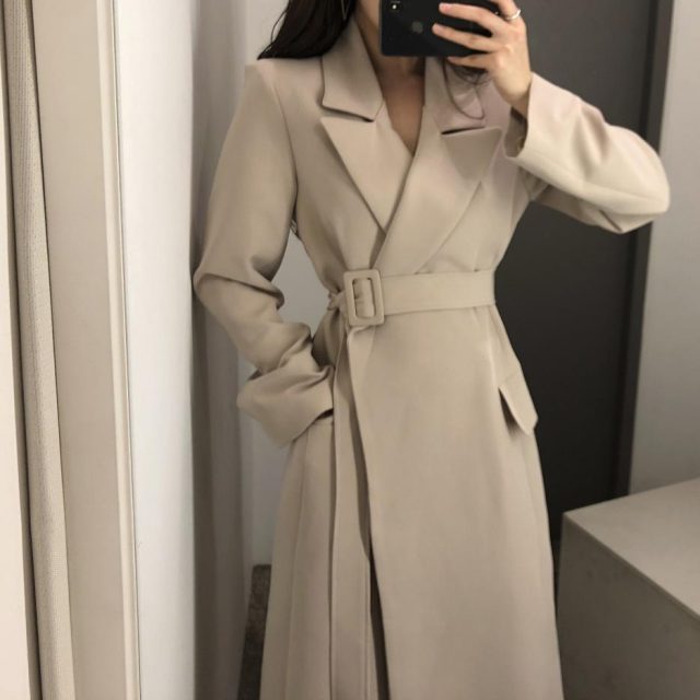 New spring autumn fashion Casual women’s Trench Coat long Outerwear loose clothes for lady with belt