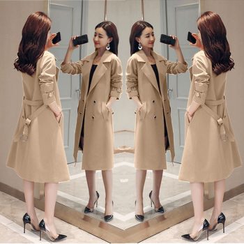 Spring Autumn Trench Coat Slim Single Breasted Trench Coat  Woman Trench Coat Long Women Windbreakers Plus Size Overcoat Femmino