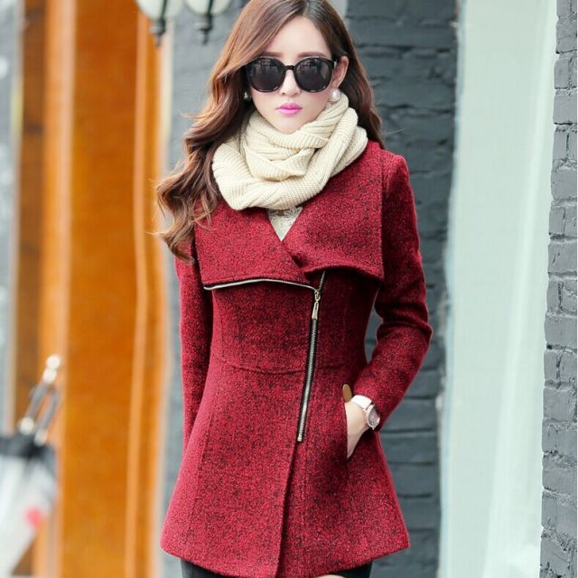 Europe autumn winter women’s woolen jackets coats fashion slim jackets coats casual warm outwear plus size