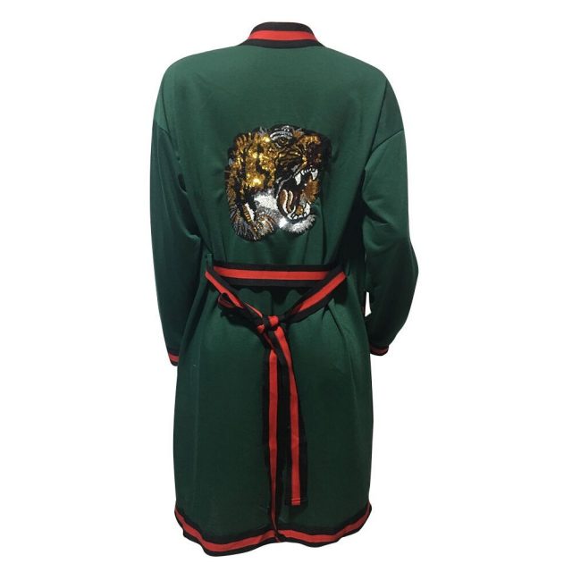 Tiger Sequined Women Long Cardigan Tops Clothes Fashion Streetwear 2019 Hot Sale Sexy Club Cardigan Clubwear