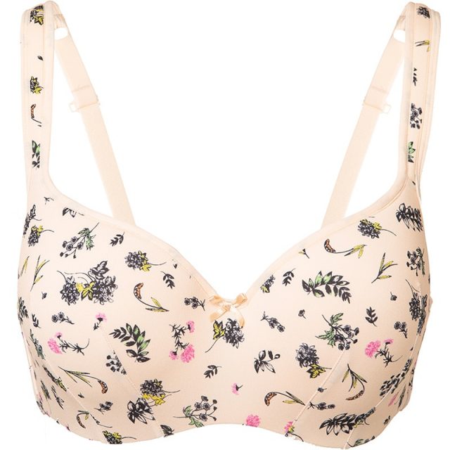 Women’s Balconette Full Figure Underwire Lightly Lined Printed Floral Smooth Contour Bra