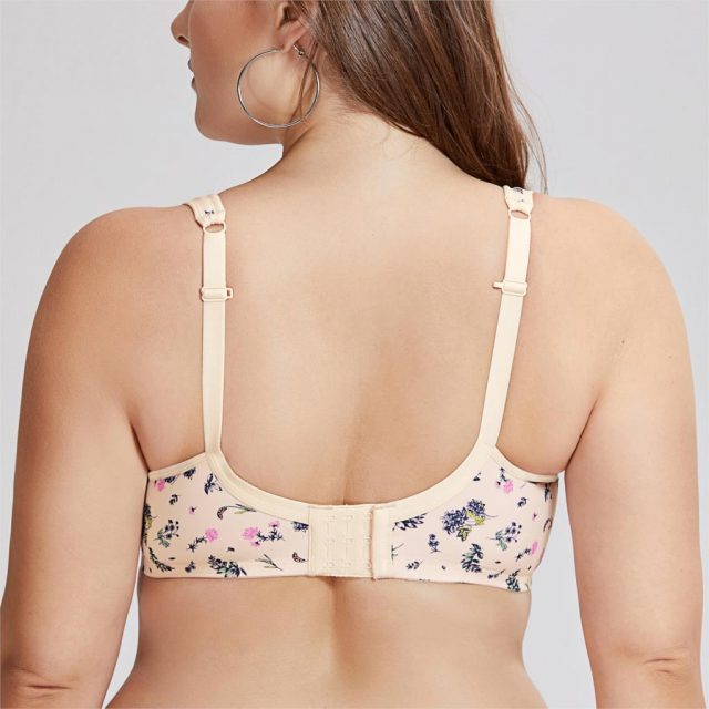 Women’s Balconette Full Figure Underwire Lightly Lined Printed Floral Smooth Contour Bra