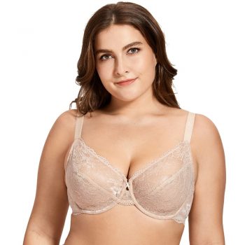 Women’s Sheer Lace Elegant Full Coverage Non Padded Underwired Bra Breathable