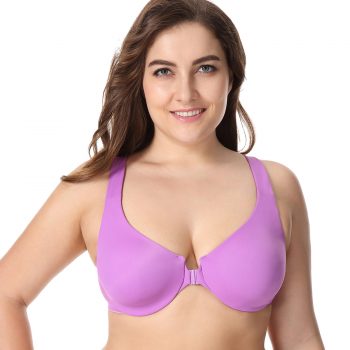 New Seamless Non Padded Hidden Underwire Front Closure Bra 32-48 B C D DD E