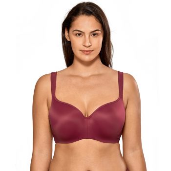Women's Full Figure Side Support Contour Smooth Underwire Balconette T-Shirt Bra Plus Size