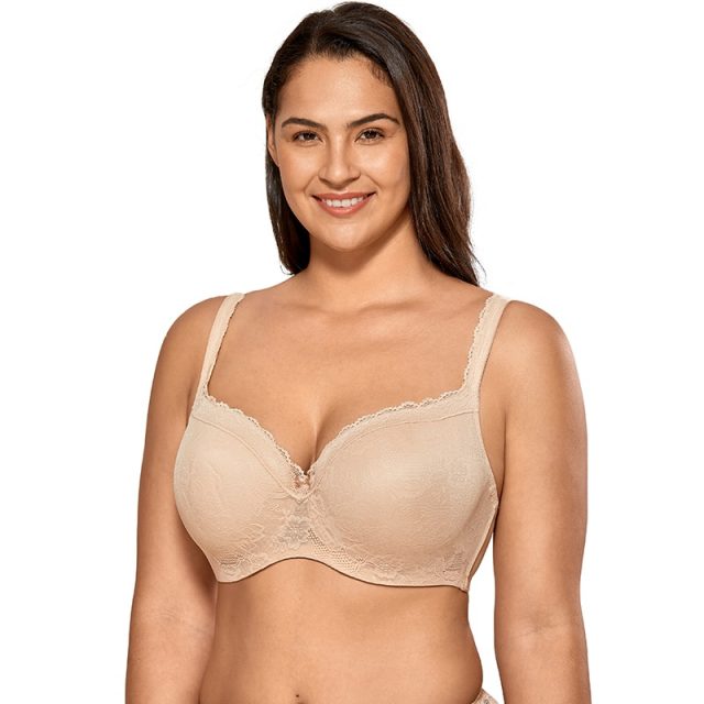 Women’s Smooth Full coverage Lightly Padded Underwire Lace Balconette Bra Plus size