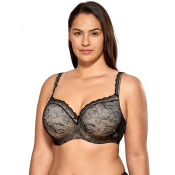 Women's Smooth Full coverage Lightly Padded Underwire Lace Balconette Bra Plus size