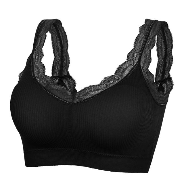 Sexy lingerie without steel  big size lace women s seamless bra pushing up bra wireless prone bra white sports vest bra