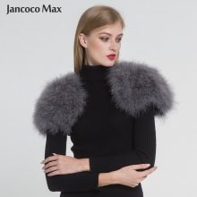 Jancoco Max 2019 Real Fur Cape Shrug Women Genuine Ostrich Feather Fur Shawl Poncho Fashion Hot Sale One Size S1264