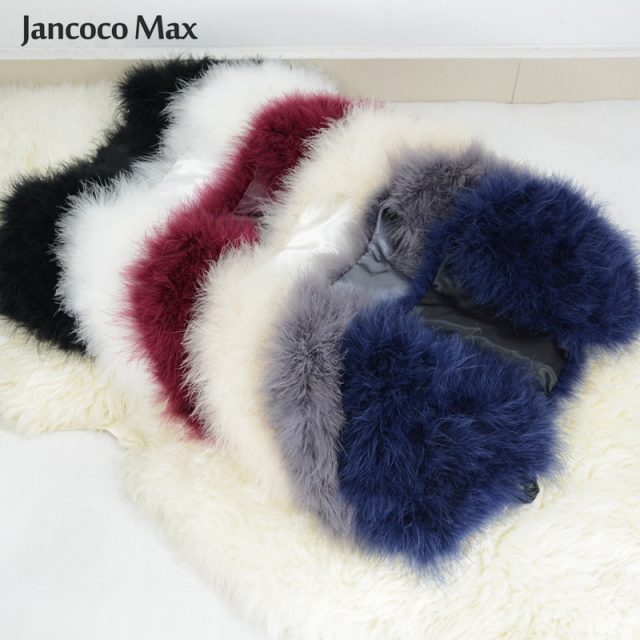 Jancoco Max 2019 Real Fur Cape Shrug Women Genuine Ostrich Feather Fur Shawl Poncho Fashion Hot Sale One Size S1264