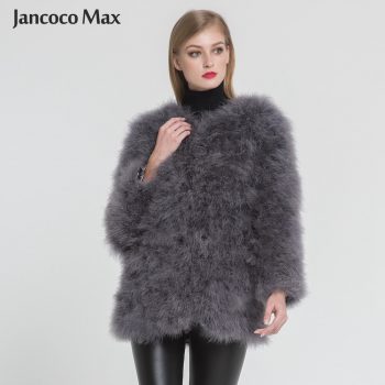 New Arrival Women Real Ostrich Fur Long Coat Casual Lady Natural Fur Jacket Turkey Feather S7381