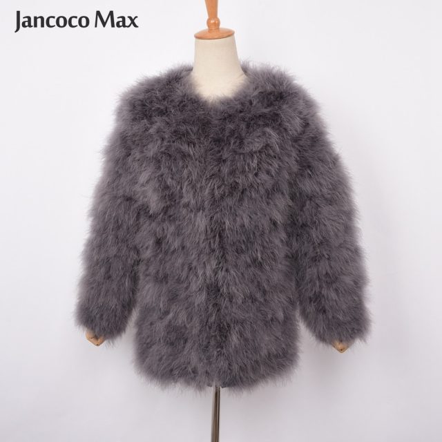New Arrival Women Real Ostrich Fur Long Coat Casual Lady Natural Fur Jacket Turkey Feather S7381