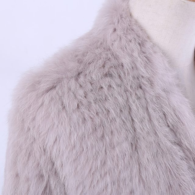 2019 100% Real Knit Rabbit Fur Cardigan Coat Jacket Natural Hand-made Irregular Collar Garment Rabbit Fur Knitted Outerwear Vest