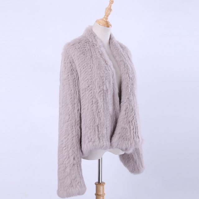 2019 100% Real Knit Rabbit Fur Cardigan Coat Jacket Natural Hand-made Irregular Collar Garment Rabbit Fur Knitted Outerwear Vest