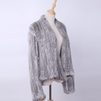 2019 100% Real Knit Rabbit Fur Cardigan Coat Jacket Natural Hand-made Irregular Collar Garment Rabbit Fur Knitted Outerwear Vest