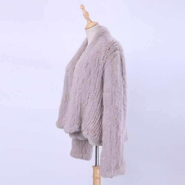 2019 100% Real Knit Rabbit Fur Cardigan Coat Jacket Natural Hand-made Irregular Collar Garment Rabbit Fur Knitted Outerwear Vest