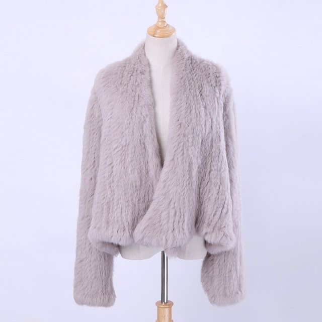 2019 100% Real Knit Rabbit Fur Cardigan Coat Jacket Natural Hand-made Irregular Collar Garment Rabbit Fur Knitted Outerwear Vest