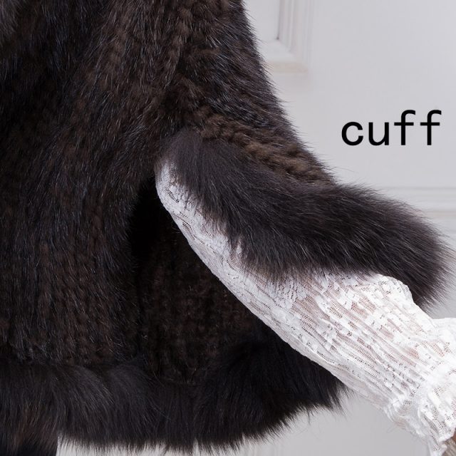 QIUSIDUN Real Fur Poncho Knitted Mink Jackets Mink Fur Coat China Natural Fox Fur Collar Coat Fur Coat  Winter Gift For A Woman
