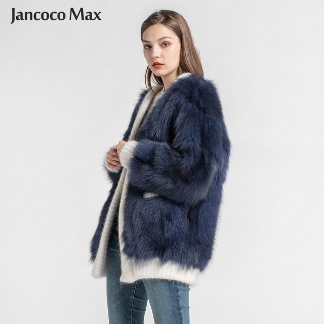 Women’s Real Fox Fur Jacket Autumn Winter Warm Sweater Natural Fur Female Coats New Arrival S7571
