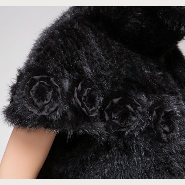 Mink knitted coat  The real fur knitted jacket Stylish Lapel bat sleeve  A woman with flowers in winter warm clothing L-4XL