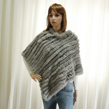 Womens Woman Lady Winter Fashion New Real Natural Rabbit Fur Knit Triangle Shawl Opera Cape Cappa Coat Jacket  Chal YH3