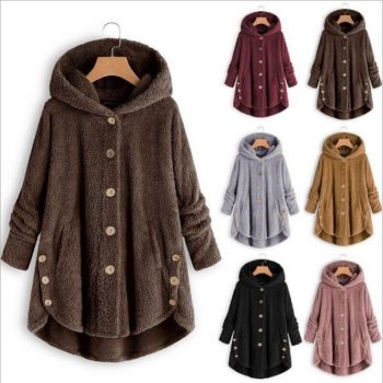 Winter Coat Women Warm Hooded Plush Coats Autumn Outerwear Soft Fur Jacket Female Plush Overcoat Casual Teddy Outwear Plus Size