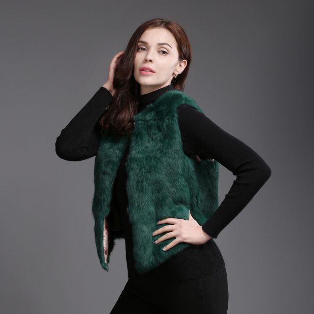 2019 New Style Autumn Winter Genuine Full Pelt Real Fur Vest Short Women Real Rabbit Fur Gilet Natural Rabbit Fur Waistcoat