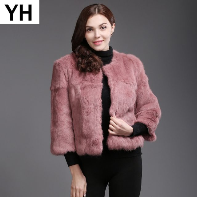 2019 Hot Sale Autumn Winter Genuine Full Pelt Real Rabbit Fur Jacket Women Real Rabbit Fur Coat Casual Slim Rabbit Fur Overcoat