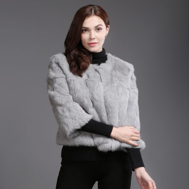2019 Hot Sale Autumn Winter Genuine Full Pelt Real Rabbit Fur Jacket Women Real Rabbit Fur Coat Casual Slim Rabbit Fur Overcoat