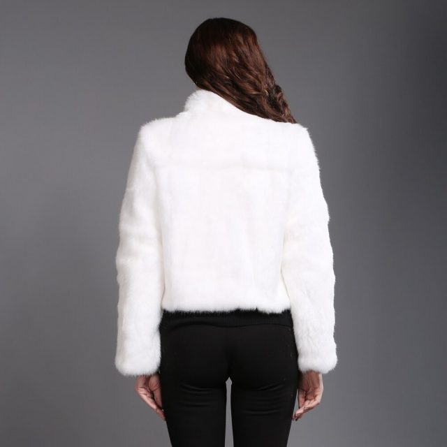 New Winter Genuine Full Pelt Real Fur Jacket Women’s Design Rabbit Fur Coat Natural Wholeskin Fur Coats Slim Rabbit Fur Outwear