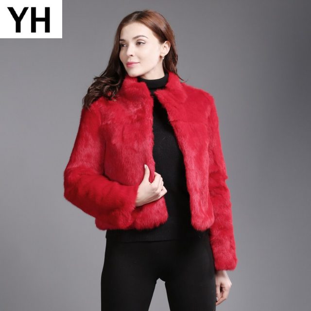 New Winter Genuine Full Pelt Real Fur Jacket Women’s Design Rabbit Fur Coat Natural Wholeskin Fur Coats Slim Rabbit Fur Outwear