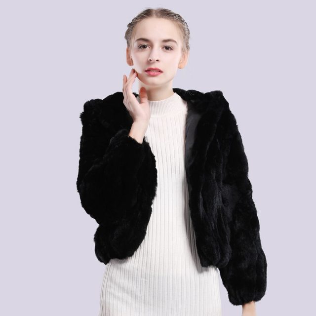 2019 Women Hooded Real Rex Rabbit Fur Coat Real Rex Rabbit Fur Jacket Real Natural Rex Rabbit Fur Overcoat Retail Wholesale