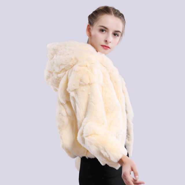 2019 Women Hooded Real Rex Rabbit Fur Coat Real Rex Rabbit Fur Jacket Real Natural Rex Rabbit Fur Overcoat Retail Wholesale