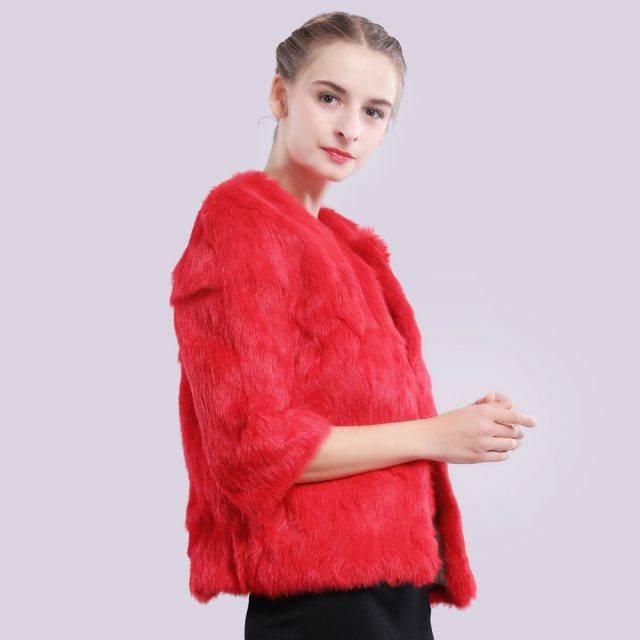 2019 New Autumn Winter Genuine Full Pelt Real Fur Jacket Women Real Rabbit Fur Coat Natural Fur Coats Slim Rabbit Fur Overcoat
