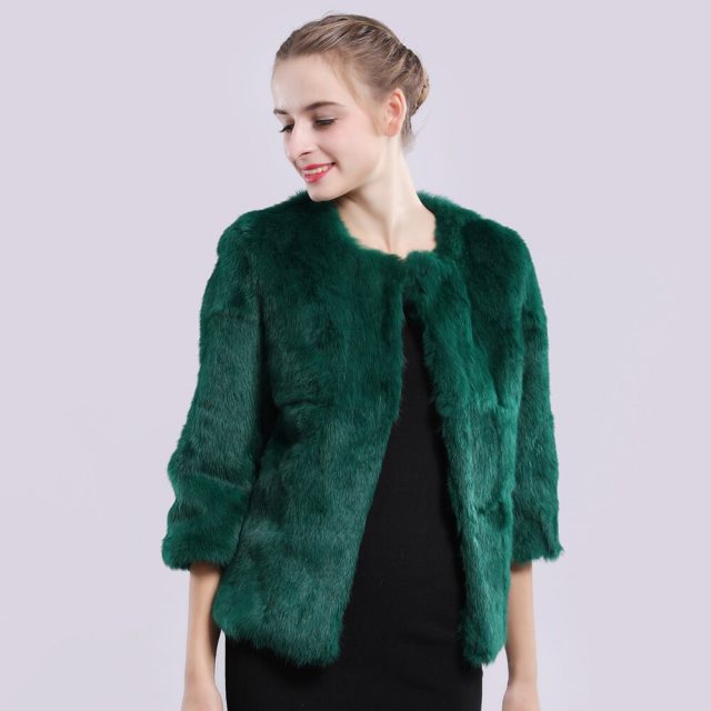 2019 New Autumn Winter Genuine Full Pelt Real Fur Jacket Women Real Rabbit Fur Coat Natural Fur Coats Slim Rabbit Fur Overcoat