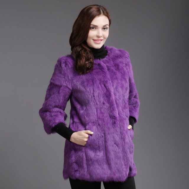 2019 New Autumn Winter Genuine Full Pelt Real Rabbit Fur Jacket Women Real Rabbit Fur Coat Slim High Quality Rabbit Fur Overcoat