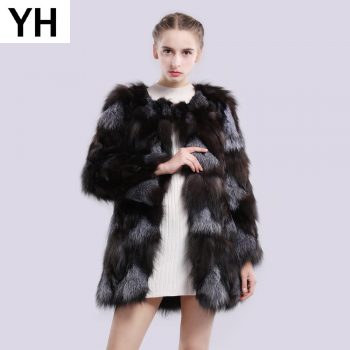 2019 Autumn Winter Natural Color Real Sliver Fox Fur Jacket Women Fashion Real Sliver Fox Fur Coat 100% Genuine Fox Fur Overcoat