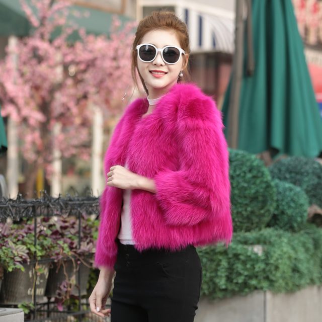 2019 Women High Quality Real Genuine Fox Fur Coat 100% Real Genuine Fox Fur Jacket Short Winter Fashion Fox Fur Outerwear Coat